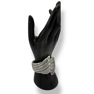 New Directions Silver Leaf Feather Statement Chunky Bangle Bracelet New with Tag
